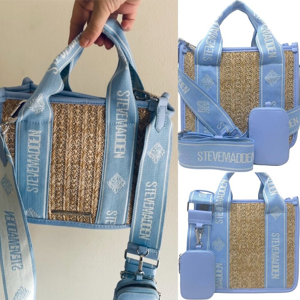 Steve Madden Tiktok Satchel Bwebber Blue Wicker Bag Tiktok Viral Purse